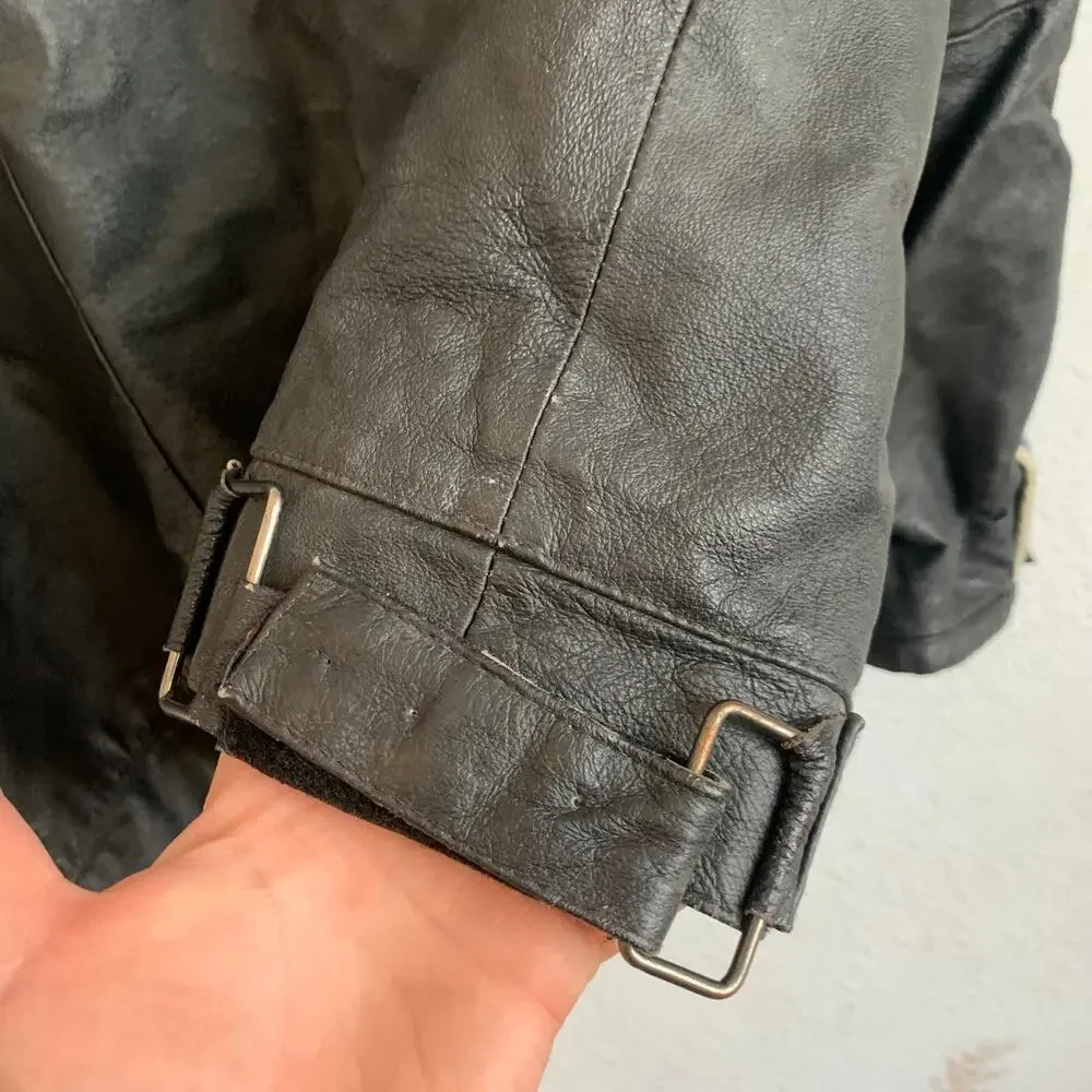 VTG Bikers Dream Mens 2XL Sz 54 Leather Jacket Motorcycle Coat Blue Racer Zip Up